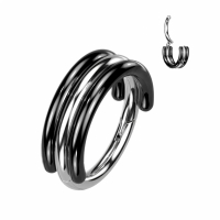 Piercing ring zilver met zwart