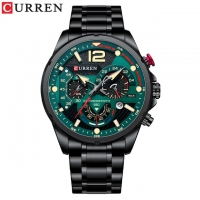 Horloge casual Curren luxe zwart met groen
