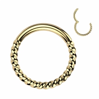 Titanium piercing gevlochten ring 1.2x10 mm goud