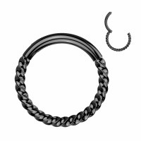 Titanium piercing gevlochten ring 1.2x10 mm zwart