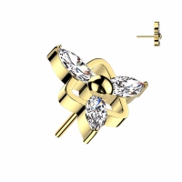 Piercing steen center marquise push in 1.2x6 goud