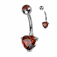 Piercing titanium hartje steen rood