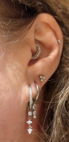 Oorbellen titanium Trinity top 0.8x6x4 - zilver
