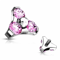 Dermal top triple stone 1.6mm roze