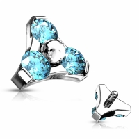 Dermal top triple stone 1.6mm aqua