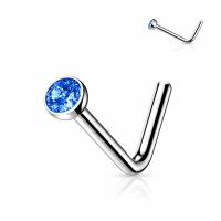 Neuspiercing L-bend titanium top blauw 2 mm