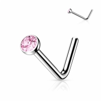 Neuspiercing L-bend titanium top roze 2 mm