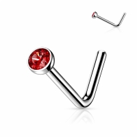 Neuspiercing L-bend titanium top rood 2 mm