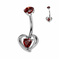 Piercing titanium hartje inside hartje rood