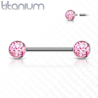 Piercing titanium steen roze 12mm