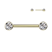 Piercing titanium steen wit 12mm gold plated