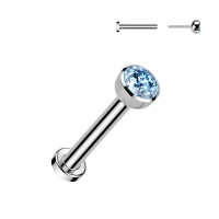 Piercing push in CZ steen 1.2x6 aqua