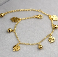 Enkelbandje klavertje 4 bedeltjes - goud
