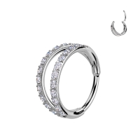 Piercing titanium clicker dubbel rij steentjes 0.8x6