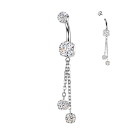 Navelpiercing dubbel ketting met hanger