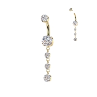 Navelpiercing ketting met 3 hangers goud
