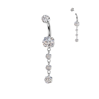 Navelpiercing ketting met 3 hangers