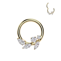 Piercing vine blad 10mm goud