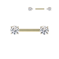 Piercing titanium 2prong 12mm goud