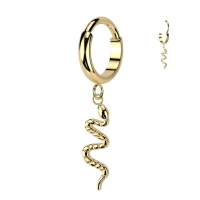 Oorbellen titanium met slang hangertje goud