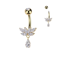 Navelpiercing sierlijk met teardrop hanger goud