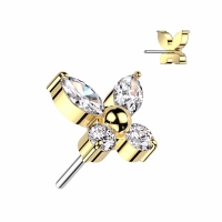 Piercing butterfly gemmed push in