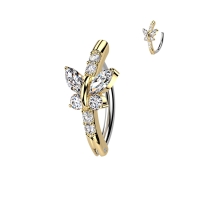 Piercing clicker front vlinder- goud kleur