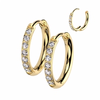 Oorbellen titanium steentjes 12mm goud