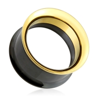 Tunnel double flared - Screw fit - zwart/goud