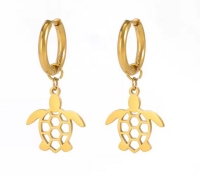 Oorbellen hanger met schildpad goud