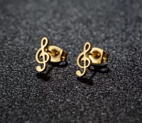 Oorbellen stud muzieknoot goud