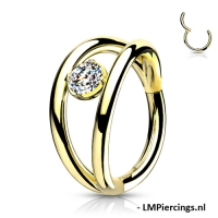 Piercing High Quality Double Hoop met CZ steen
