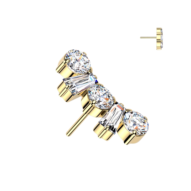 Round Baguette TOP - Titanium - Threadless Push In - goud Round Baguette TOP - Titanium - Threadless Push In - goud