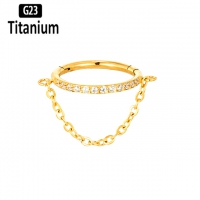 Piercing clicker titanium single lined met ketting