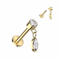 Piercing titanium rond top met marquise hanger