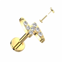 Piercing titanium bliksem gemmed push in