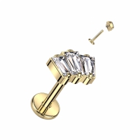 Piercing titanium 3top baguette