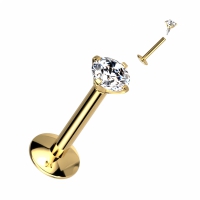 Piercing titanium CZ steen top intern schroefdraad