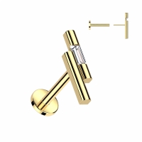 Piercing double bar met stone