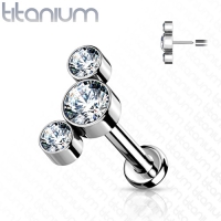 Piercing titanium CZ steen push in