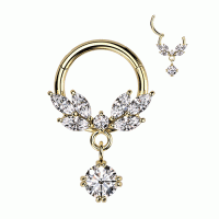 Piercing met CZ vine hanger clicker