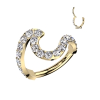 Piercing PVD swish wave gemmed clicker