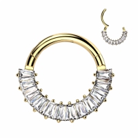 Piercing titanium 12lined Baguette clicker ring