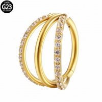 Piercing titanium tripple hoop gemmed