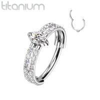 Piercing titanium Double-Lined Marquise Center CZ