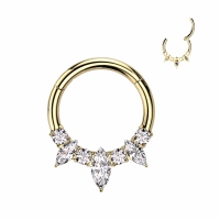 Piercing titanium marquise ring steentjes