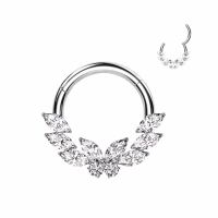 Piercing PVD butterfly leaf clicker ring