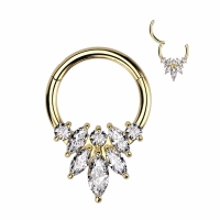 Piercing PVD flower marquise ring
