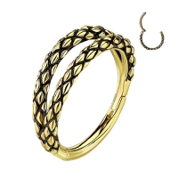 Piercing PVD Double Hoop Oxidized Lizard Skin