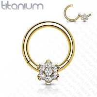 Piercing titanium front flower gemmed